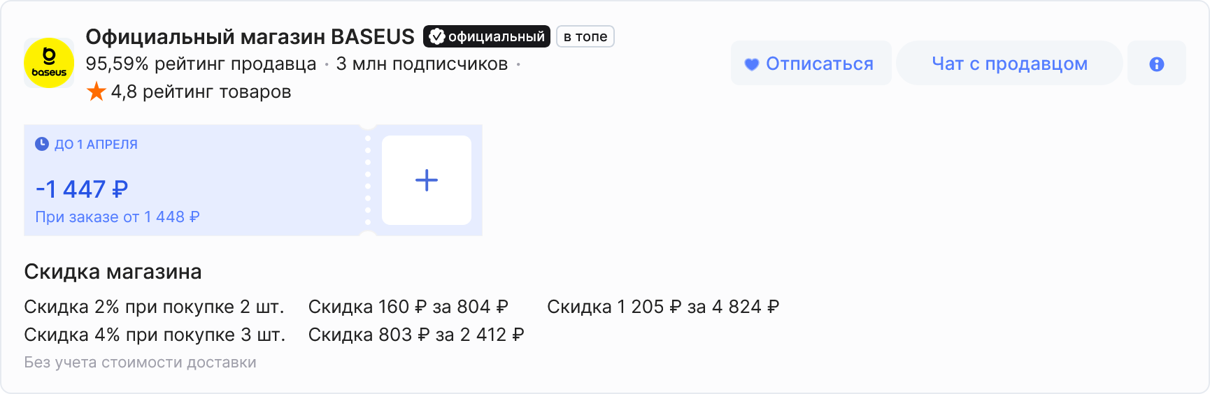 Скидки магазина на AliExpress