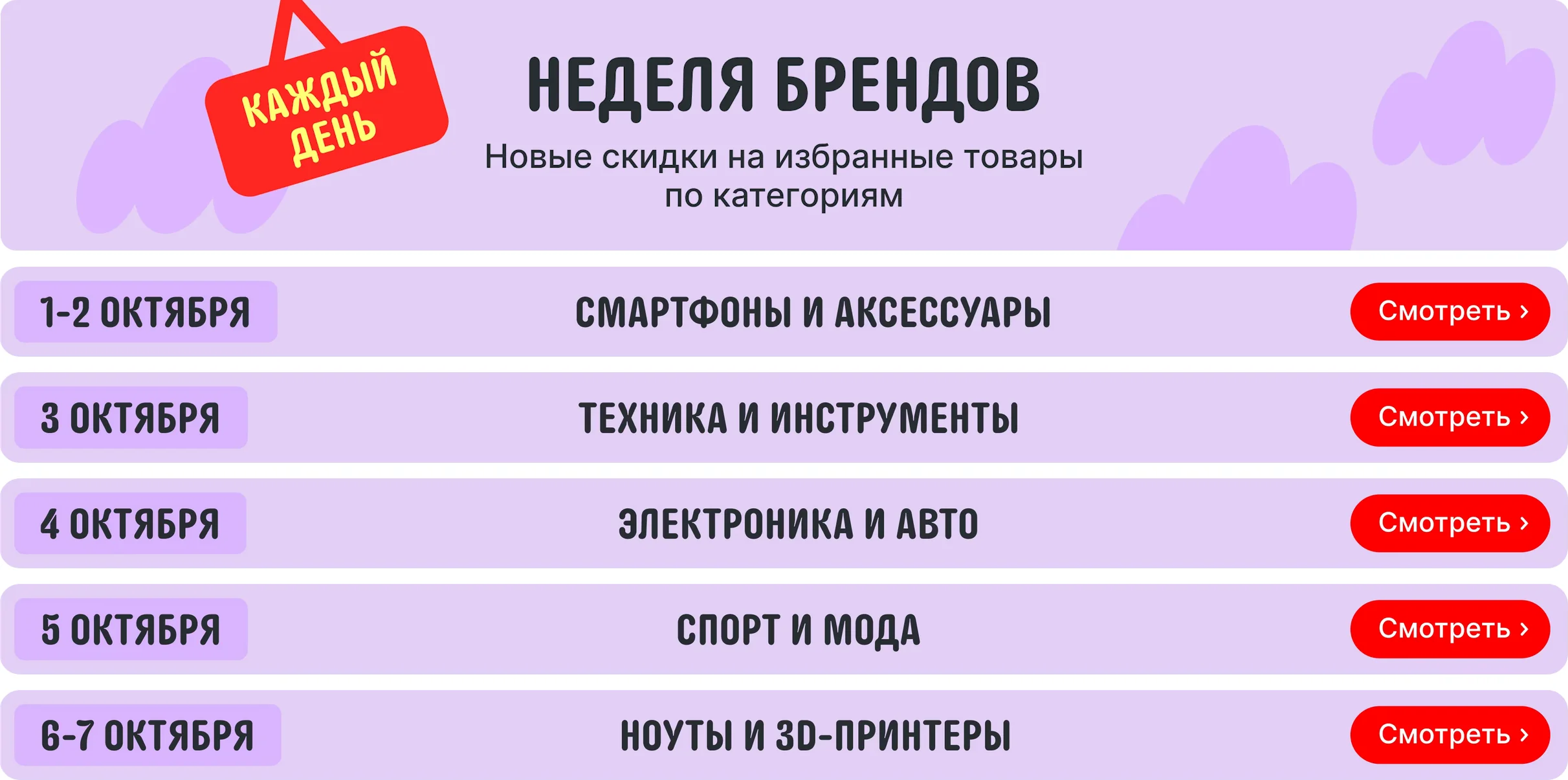 Акция «Неделя брендов» на октябрьской распродаже AliExpress