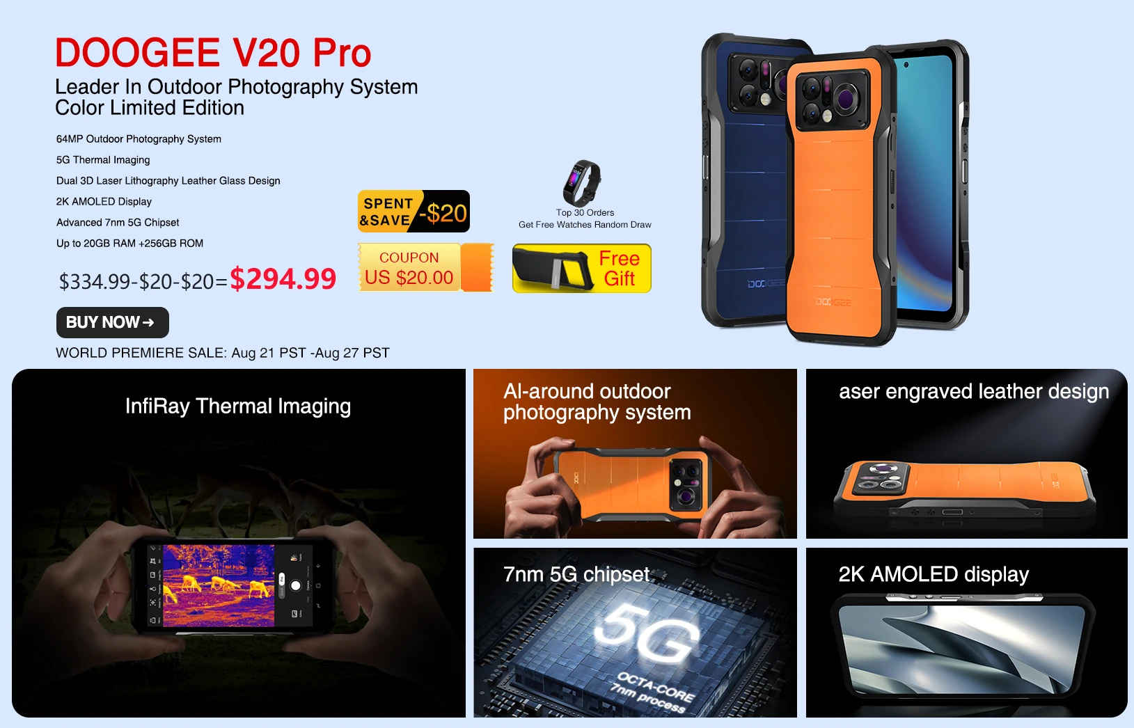 Распродажа смартфонов Doogee V20 Pro со скидкой