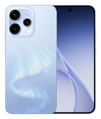 Смартфон OPPO Reno 15 в сияющем синем (Aurora Blue) корпусе