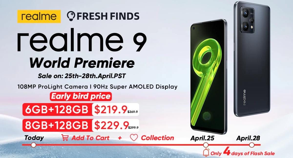 Распродажа смартфонов Realme 9 на AliExpress со скидкой