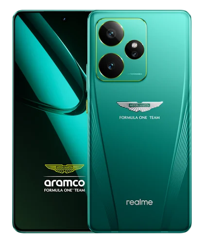 Смартфон Realme GT 7 в зелёном (Aston Martin Green) корпусе