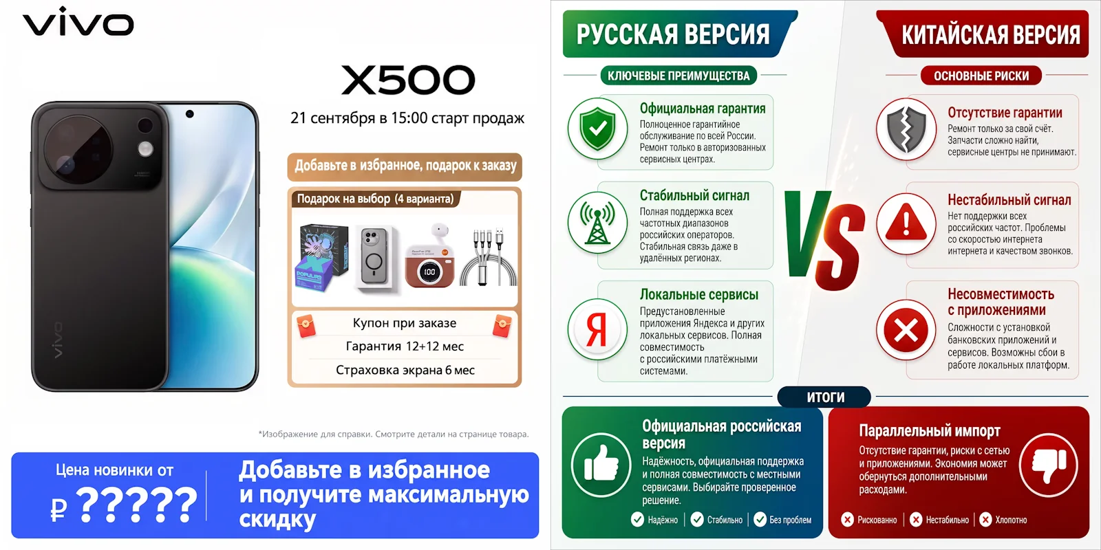 Распродажа смартфонов Vivo X500 со скидкой