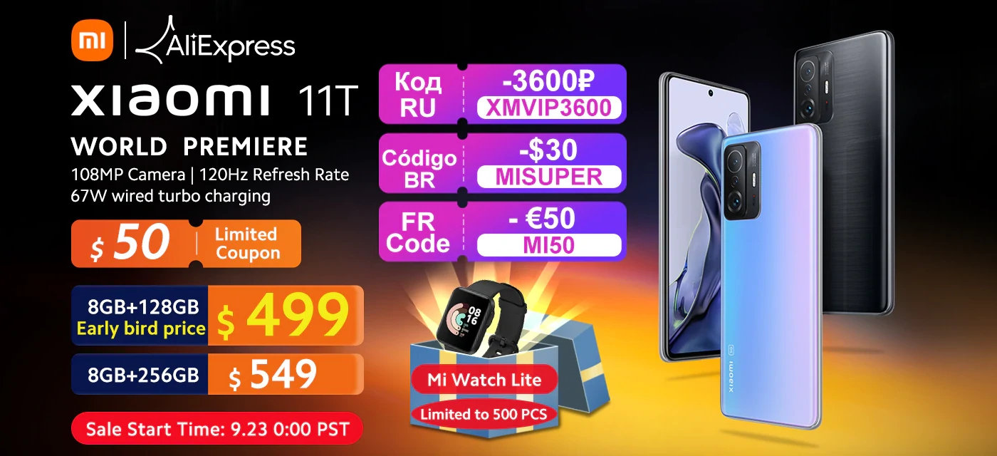Распродажа смартфонов Xiaomi 11T на AliExpress со скидкой
