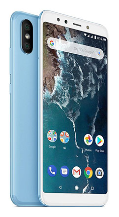 Телефон Xiaomi Mi A2 в голубом (Lake Blue) корпусе