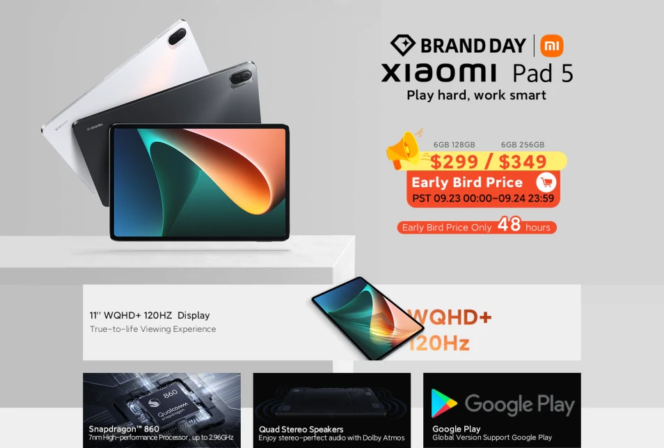Распродажа смартфонов Xiaomi Pad 5 на AliExpress со скидкой