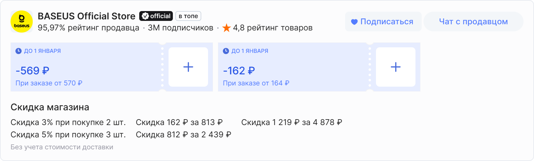 Скидки магазина на AliExpress