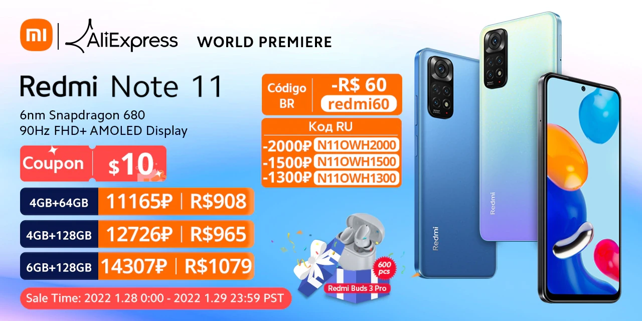 Распродажа смартфонов Xiaomi Redmi Note 11 на AliExpress со скидкой